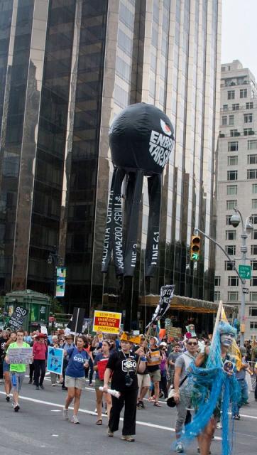 Artists Carl Whiting and Paul Sieber created a six-foot tall inflatable octopus to illustrate what they believe the effects of the Enbridge Pipeline could be (Courtesy photo)