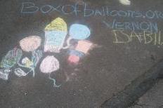 Chalk art related to the organization. (Photo used with permission from Jennifer Kirchmeier/Box of Balloons)