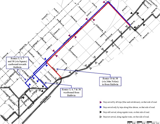 The proposed Jenifer Street detour (Madison Metro)