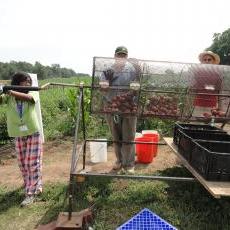 This prototype, designed by a group of UW engineering students, helps quickly clean dirt off potatoes