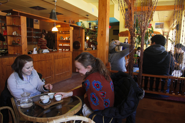Patrons drink tea at Dobra, which closed its doors in early February (Kait Vosswinkel/Madison Commons)