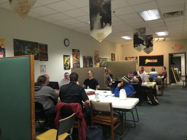 Madison Traditional Gaming group participates in table-top role playing games every Tuesday at Pegasus games on the Westside. (Mackenzie Krumme/Madison Commons)