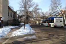 Buses on Jenifer St. near the WilMar Center (Photo by Fareed Guyot).