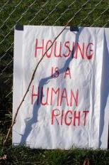 Housing is a human right, sign