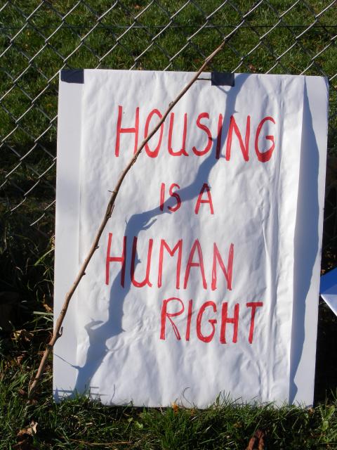 Housing is a human right, sign