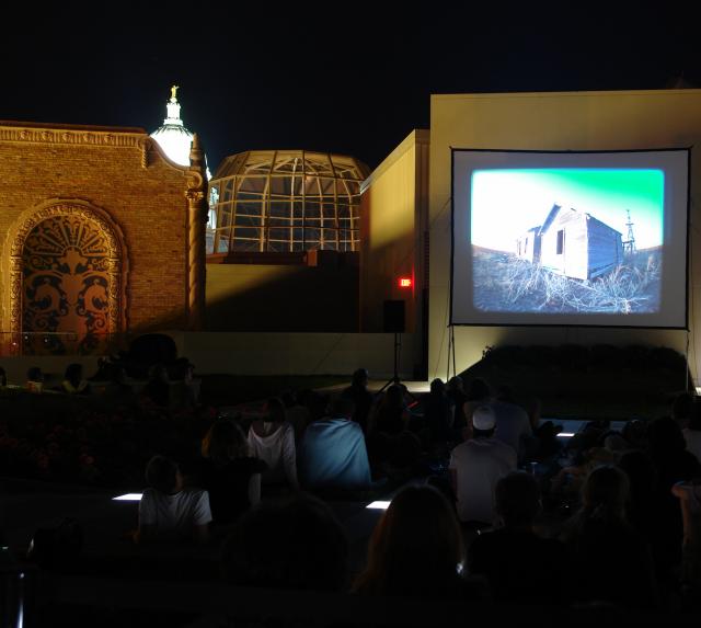 Rooftop Cinema, a program of the Madison Museum of Contemporary Art, shows experimental film in an outdoor setting (Photo: Doug Fath).