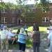 North side residents outside abandoned dorm