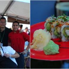Chef Jack Yip poses with his team. From left to right: Javier, Corrina, Jack Yip, Francisco and Saren Ouk. Their featured dish was a Wisconsin Lakes Roll made with Great Lakes whitefish supplied by Sea to Table (Collage by Aparna Vidyasagar).