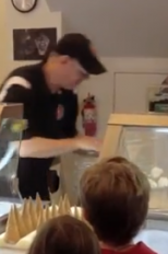 Steve Heaps scooping ice cream