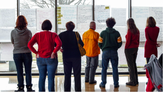 Community members look over what works for connecting more kids to nature in Madison, what doesn’t, and what is ahead. (Justin Svengin/Public Health)