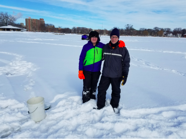 Reilly Kiffel (Left) Mike Kiffel (Right) enjoying their day on the ice (Pawan Naidu/Madison Commons)