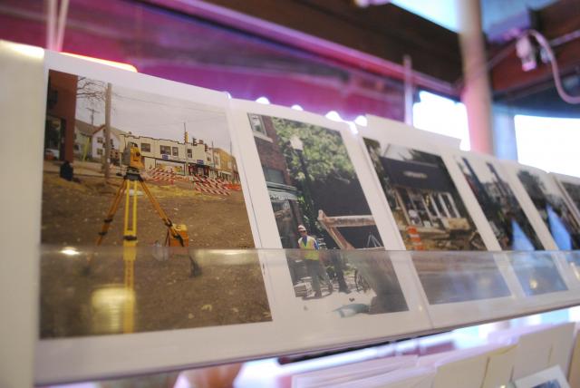 Local framing store U-Frame-It displayed images from the construction project as postcards