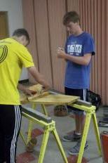 Boy Scouts build a bench out of urban wood