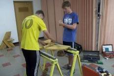 Boy Scouts build a bench out of urban wood