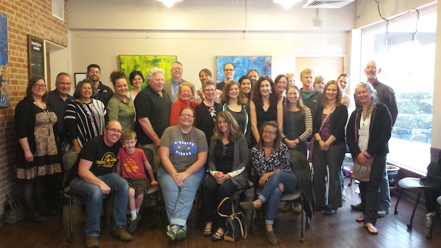 Grantee representatives, Willy Street Co-op Board members, and Co-op staff in the Willy East community room (Photo Courtesy of Willy Street Co-op) .