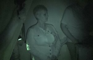 Michelle Bertram during a paranormal investigation.