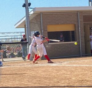 Sun Prairie’s Moreno hitting a single.