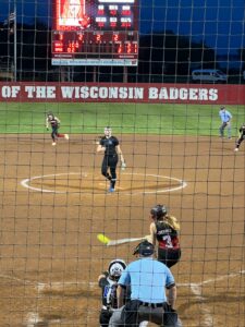 Sophia Royle singles to the left side of the infield