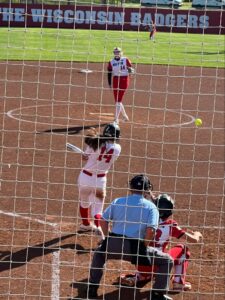 Sun Prairie’s Grace Kramschuster hits a single to right field.