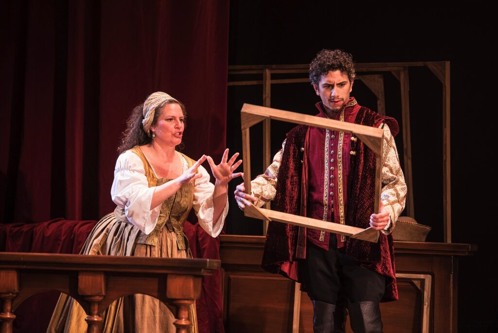 Claire Haden and Daniel Molina on stage in the Forward Theater production of "Artemisia." Production photo by Ross Zentner.