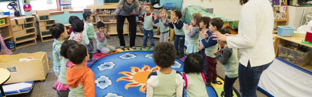 Children play at Eagle’s Wing Child Care on the University of Wisconsin-Madison campus. Photo courtesy of Eagle’s Wing Child Care and Education Programs, University Housing, UW-Madison.