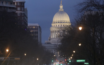 The state Capitol building in Madison seen from West Washington Avenue. Photo by Owen Shao.