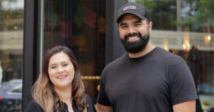 Gerardo Hernandez and his wife, Brooke Hernandez, outside of their restaurant, Jalisco Cocina Mexicana, in downtown Madison. 