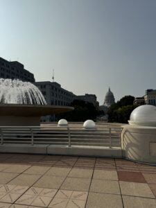 The view from the yoga class on Monona Terrace's rooftop. 