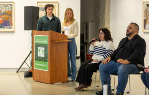 Madison Commons interns, Maeghan Chase and Noah Maze, moderate the panel. 