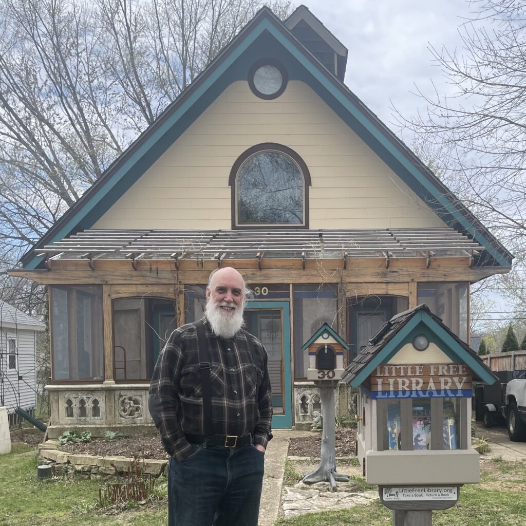 Lou Host-Jablonski and his little free library.