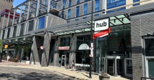 The Hub on Campus Madison, an apartment complex owned and operated by Greystar, one of the largest property management firms in the country and one cited in lawsuit alleging that AI price setting technologies used by Greystar and other firms are unlawful. Photo by Noah Maze.
