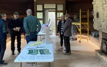 Friends of Governor Nelson hosted an open house where visitors got a sneak peek into the progress made on the cabin. Photo by Matt Gatland