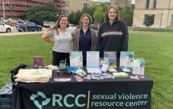 UW Advocates tabling on campus from left to right: Mikayla Sandin, Kendall Lister, Logan Goers. Photo provided by Mikayla Sandin. Photo provided by Kat Hans.