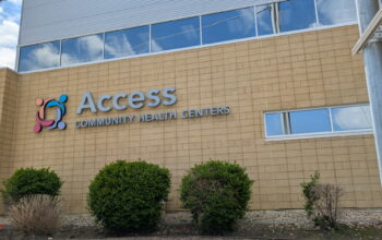 The outside of a building with the word Access on it.
