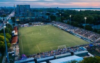 Breese Stevens field at night