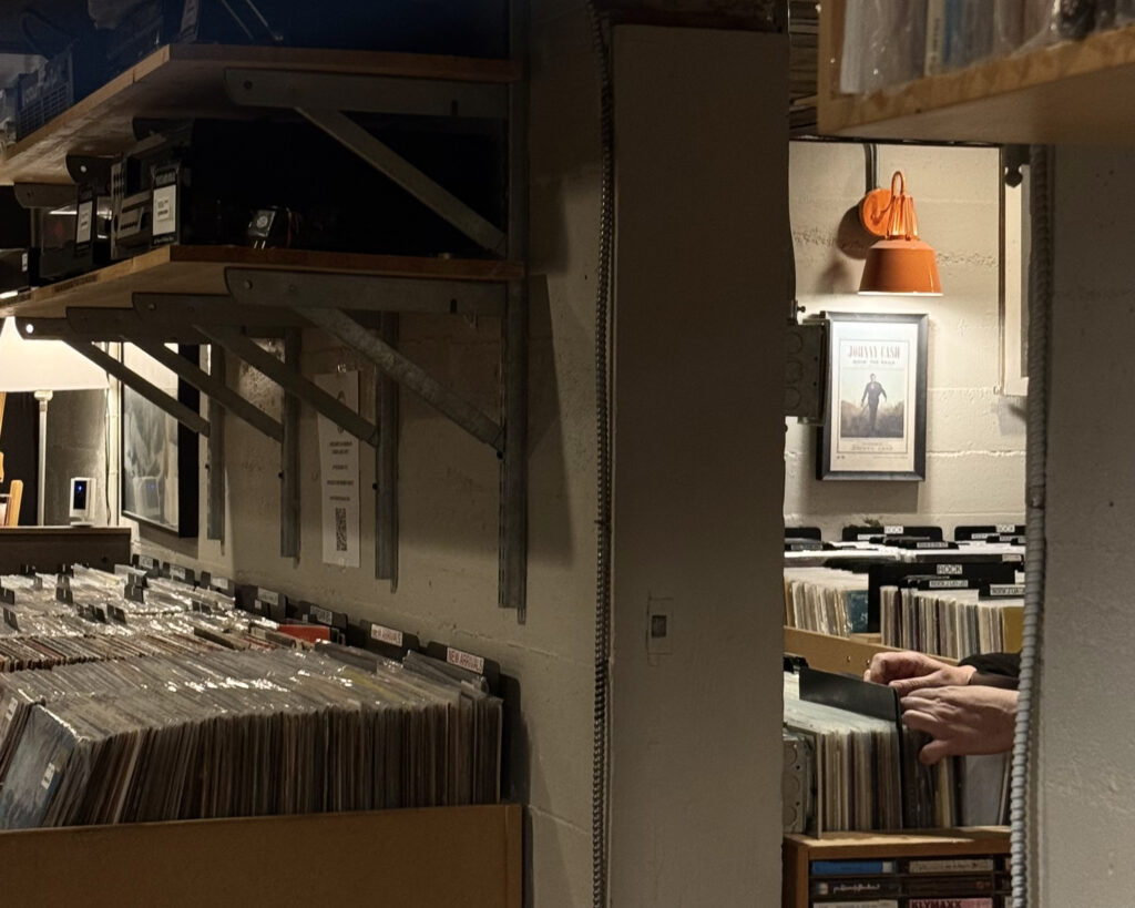 Racks of vinyl albums at Strictly Discs