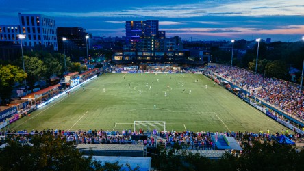 Breese Stevens field at night